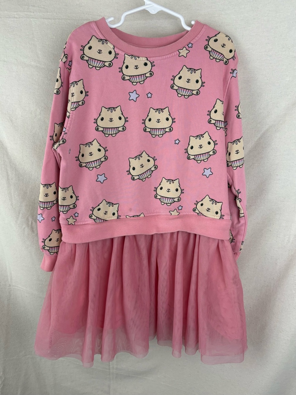 H&M Girls Pink Gabbys Dollhouse Tulle Fit & Flare Dress Cakey 6-7y Fall Winter